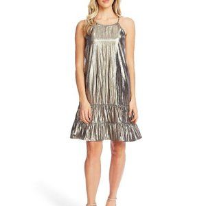 NWT CeCe Silvercharm Metallic High Neck Dress